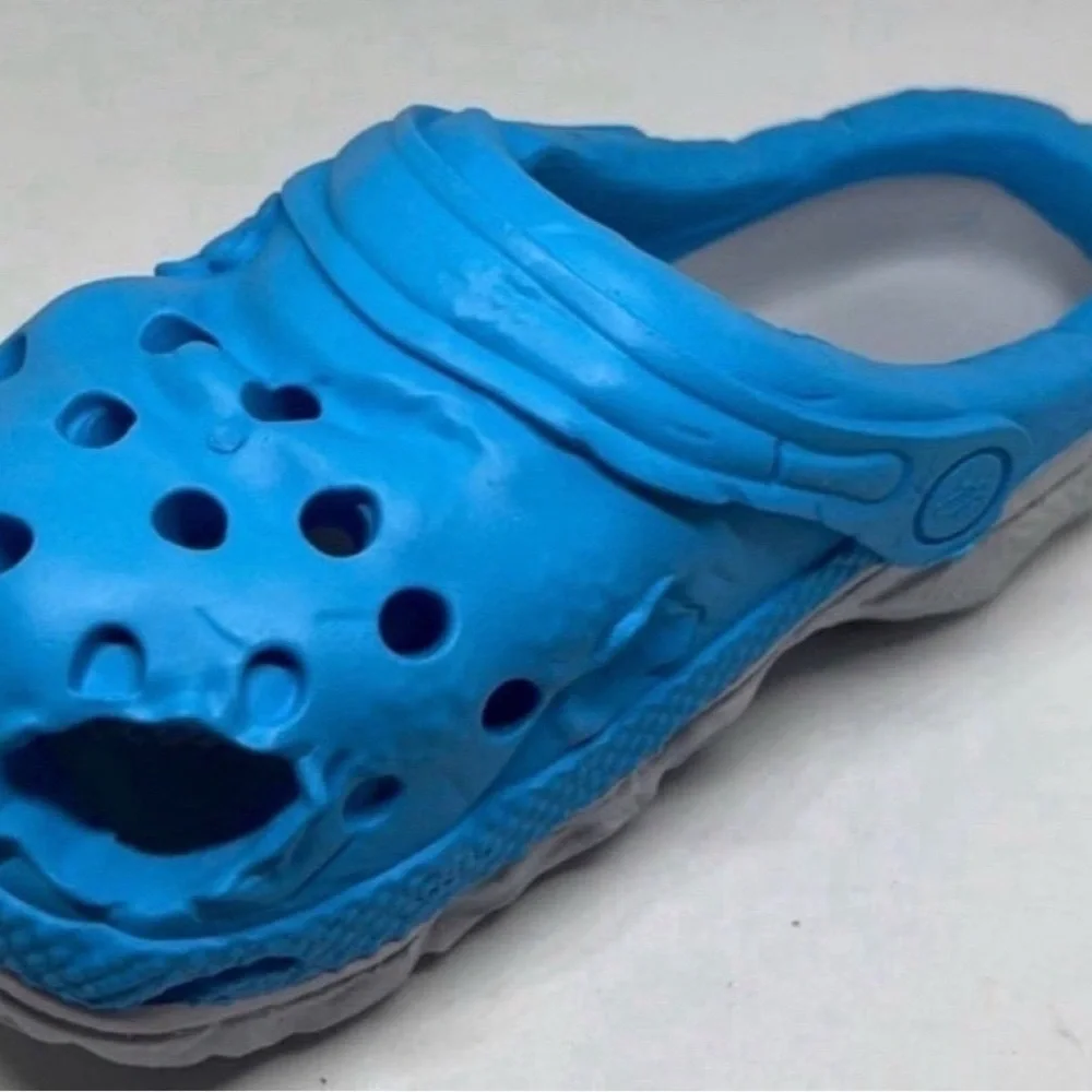 Large Blue‎ Natural Rubber Dog Chew Toy Slipper | 6x3 in | Treat Dispenser